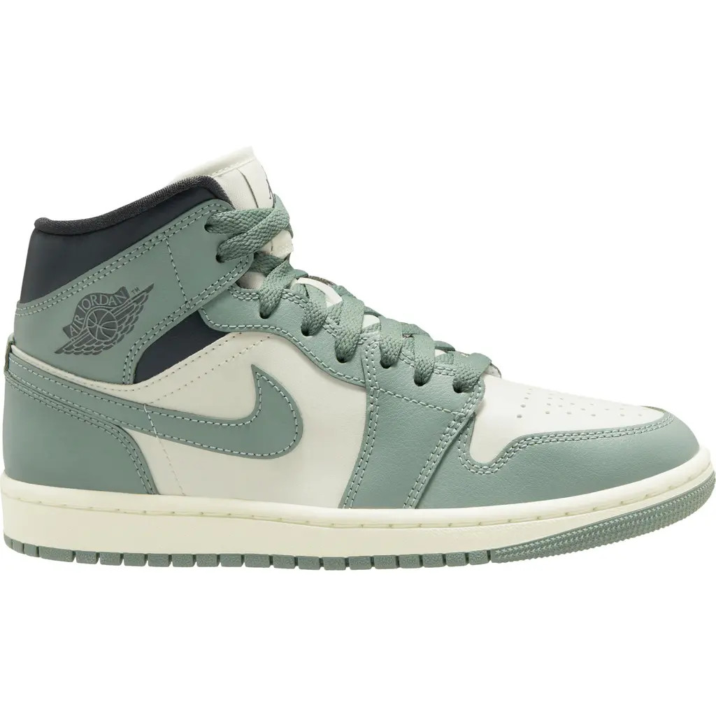 Air Jordan 1 Mid Sneaker in Sail/Jade Smoke/Anthracite at Nordstrom, Size 11 | Nordstrom