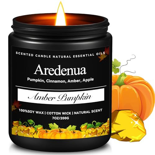 Amber Pumpkin Candles – Warm Holiday Pumpkin Scent, Hand-Poured Soy Candles for Winter Home Décor, Cozy Christmas Seasonal Candle Gift | Amazon (US)