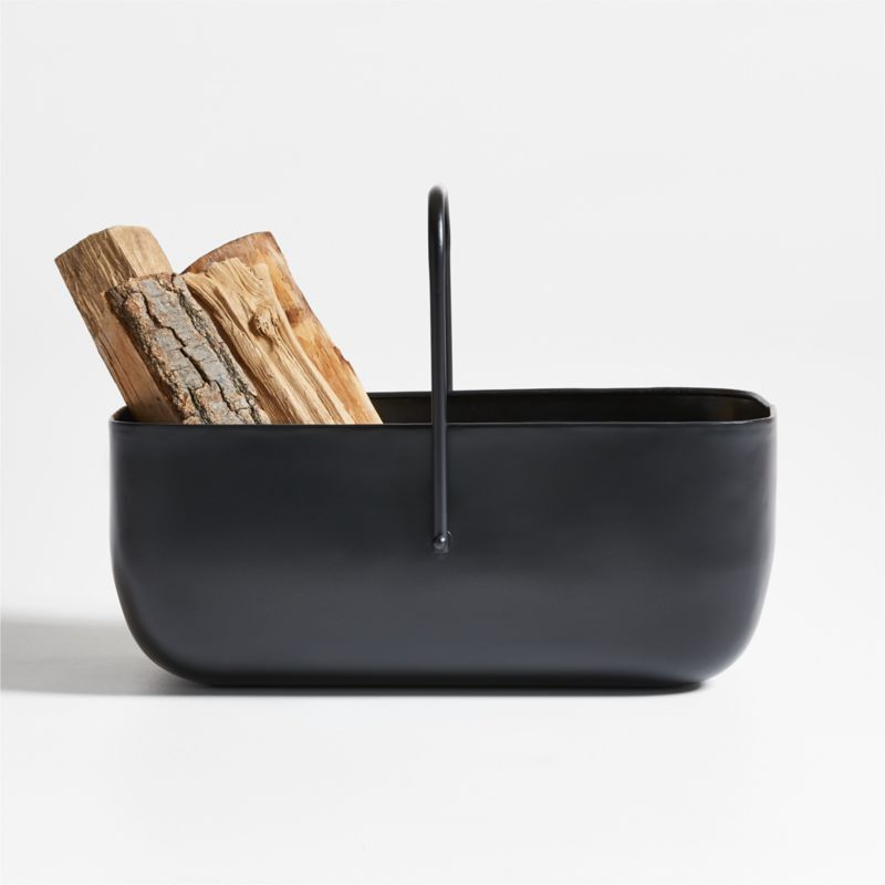 Telum Black Fireplace Log Holder + Reviews | Crate & Barrel | Crate & Barrel