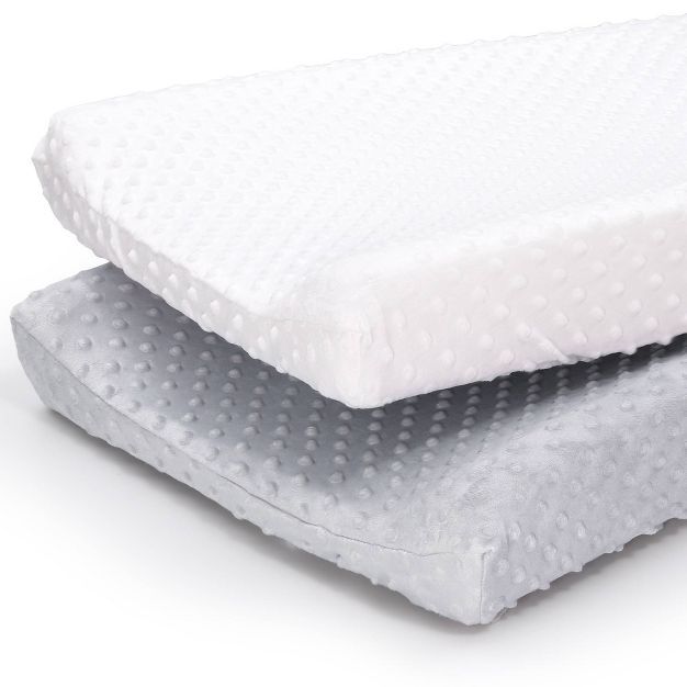 The Peanutshell Minky Dot Solid Changing Pad Covers - Gray/White 2pk | Target