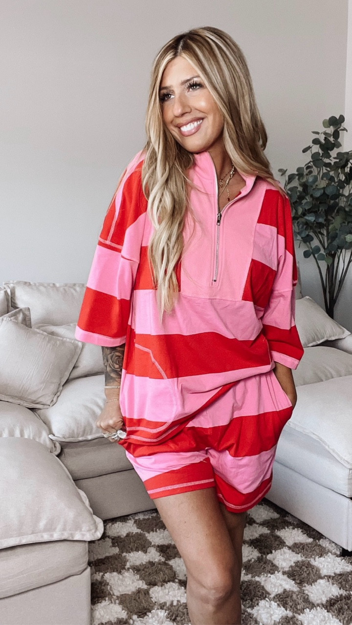 The viral striped two piece matching set is restocked and back in SO MANY COLORS!! Ahh!! Click the photo below and it will pull up all the colors! 

#LTKootd #LTKU #LTKgrwm