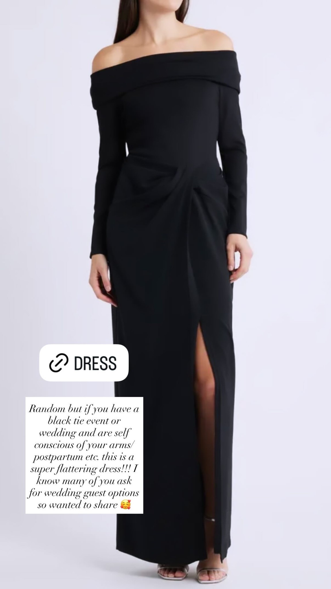 Flattering black tie dress, cocktail dress, wedding guest dress, postpartum, pregnant friendly dress.

#LTKstorytime #LTKBump #LTKWedding