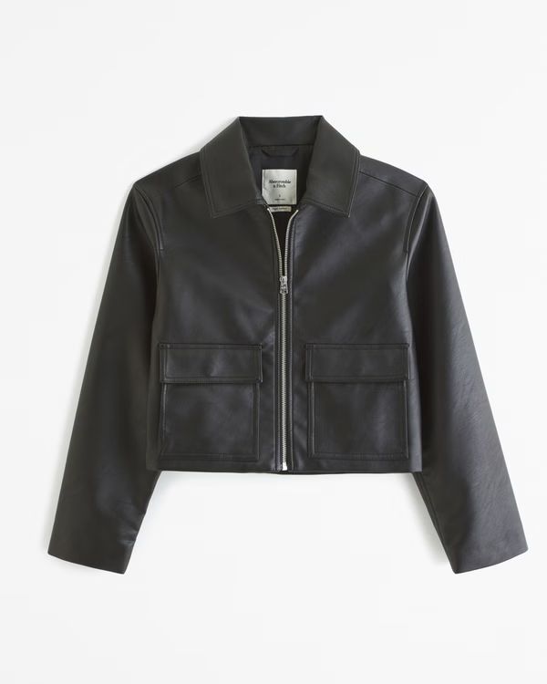 Women's Vegan Leather Trucker Jacket | Women's New Arrivals | Abercrombie.com | Abercrombie & Fitch (US)