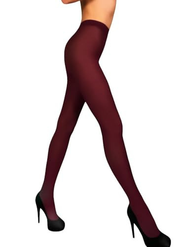 Mila Marutti Burgundy Tights for Women | Maroon Stockings for Women | Wine Color Semi Sheer Pantyhose Nylons - Burgundy, S | Amazon (US)