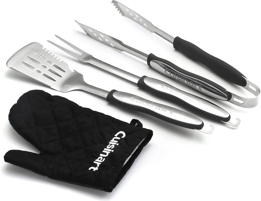 Cuisinart 3\u2011Piece Stainless Steel BBQ Grilling Tool Set with Grill Glove \u2013 Outdoor Gril... | Amazon (US)