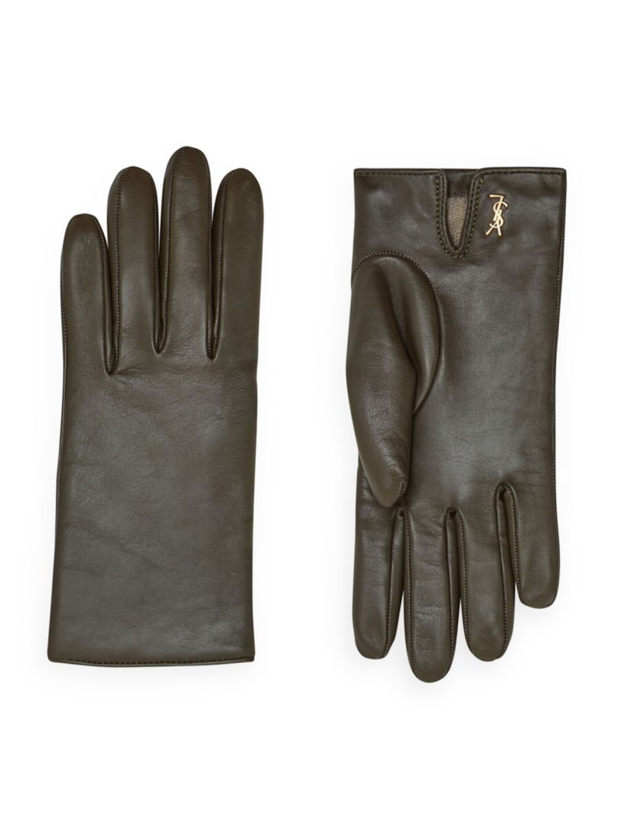 Saint Laurent Cassandre Short Gloves In Lambskin And Cashmere | Saks Fifth Avenue | Saks Fifth Avenue
