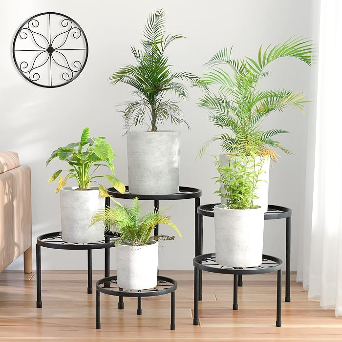 5-Pack Decent Metal Plant Stands, Heavy Duty Flower Pot Stands for Multiple Plant, Anti-Rust Iron... | Amazon (US)