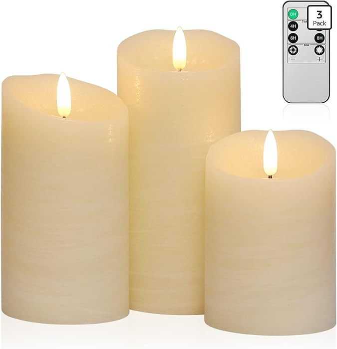 Flickering Flameless Candles with Remote, Real Wax Battery Operated Candles with Timer for Home D... | Amazon (US)
