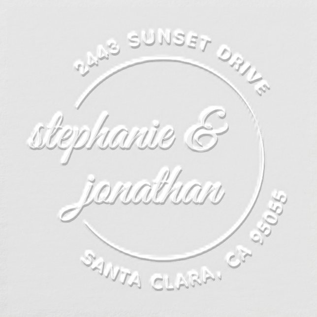 Custom Modern Script Circular Return Address Embosser | Zazzle | Zazzle