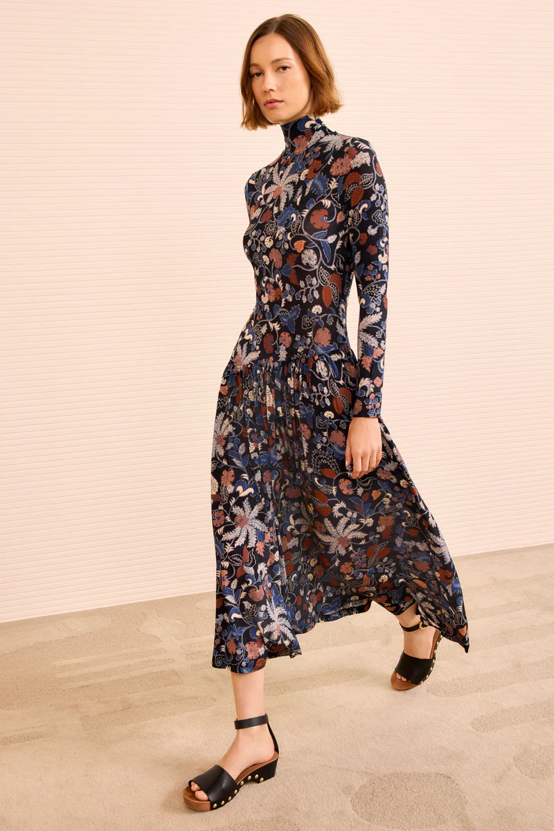Fernanda Turtleneck Long Sleeve Dress - Moonlight Floral | Ulla Johnson