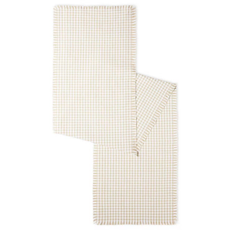 18" x 13" Cotton Gingham Fringe Table Runner - Town & Country Living | Target