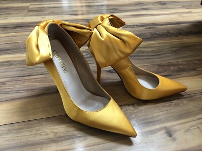Azalea Wang Women’s Size 8.5 Yellow Satin High Heeled Bow NEW Without Tags  | eBay | eBay US