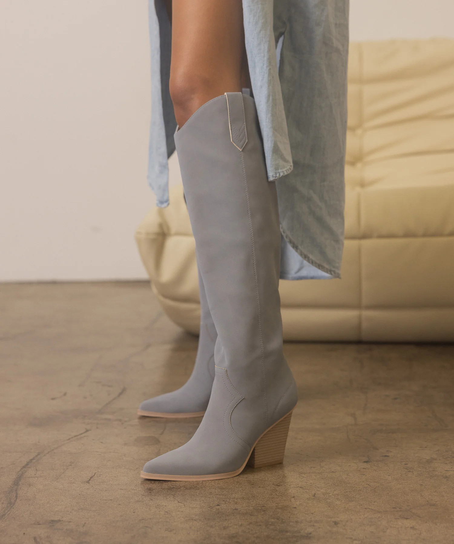 The Saipan | Slate Blue Gorgeous slim fit knee high boot | Oasis Society