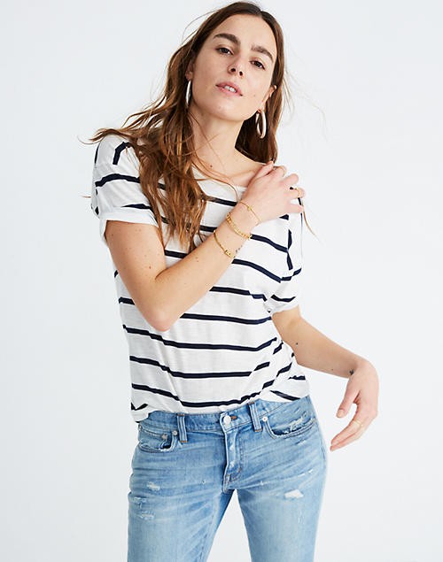 Whisper Cotton Crewneck Tee in Creston Stripe | Madewell