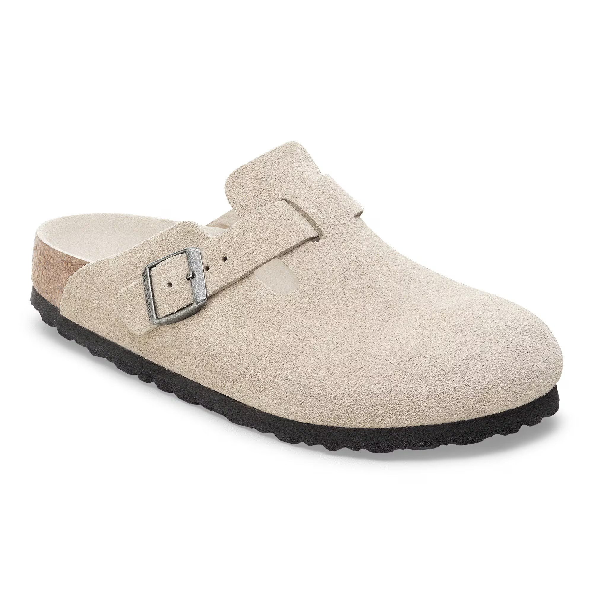 Boston Soft Footbed Suede Leather Oyster Tonal Clogs | Birkenstock USA