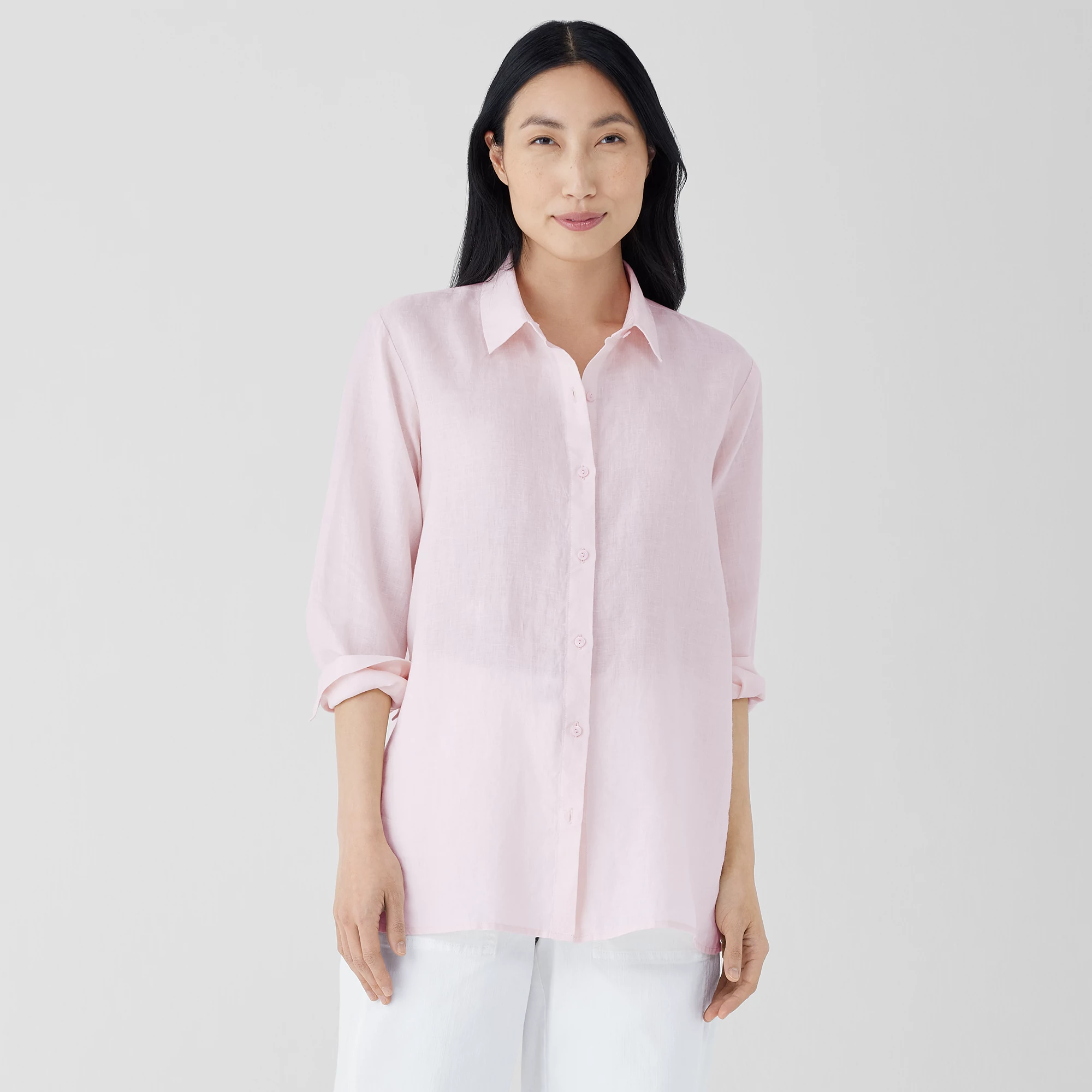 Organic Handkerchief Linen Classic Collar Shirt | Eileen Fisher