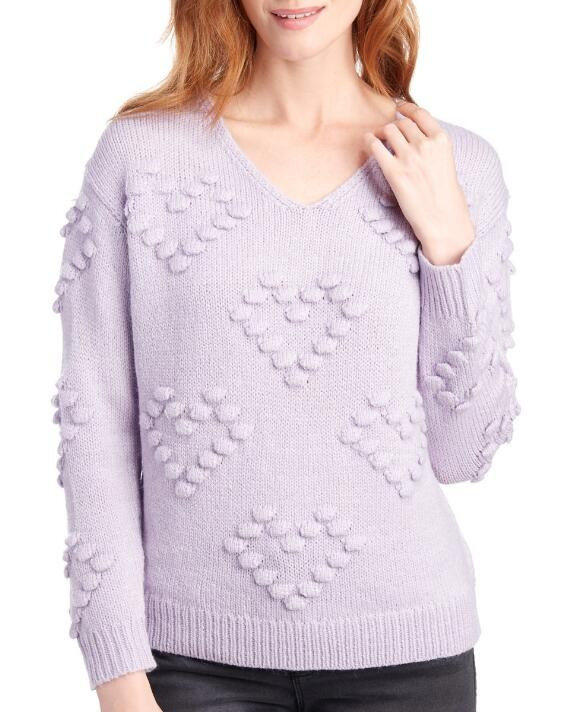 Solid Heart Pom Sweater | Stein Mart