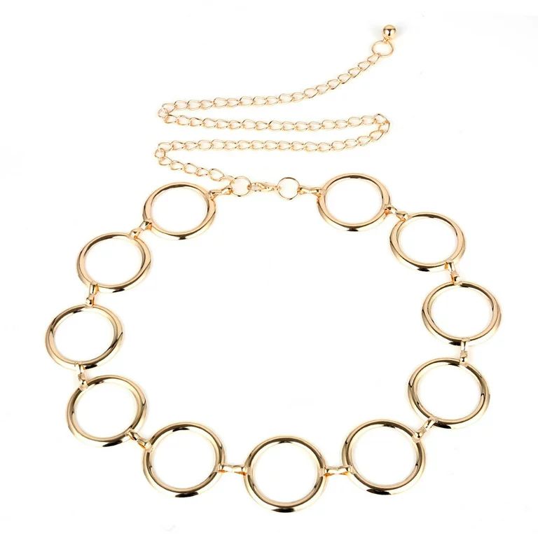 Egmy Vintage Gold Flower Circle Waistband Metal Waist Chain Belt Wide Women | Walmart (US)