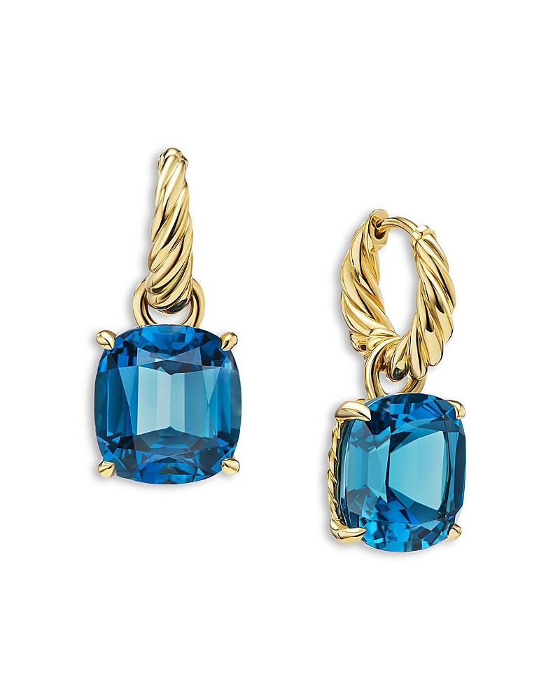 David Yurman Marbella Drop Earrings in 18K Yellow Gold with Hampton Blue Topaz, 25mm | Bloomingdale's (US)