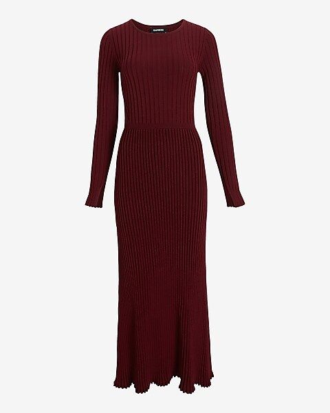 Ribbed Crew Neck Maxi Sweater Dress | Express