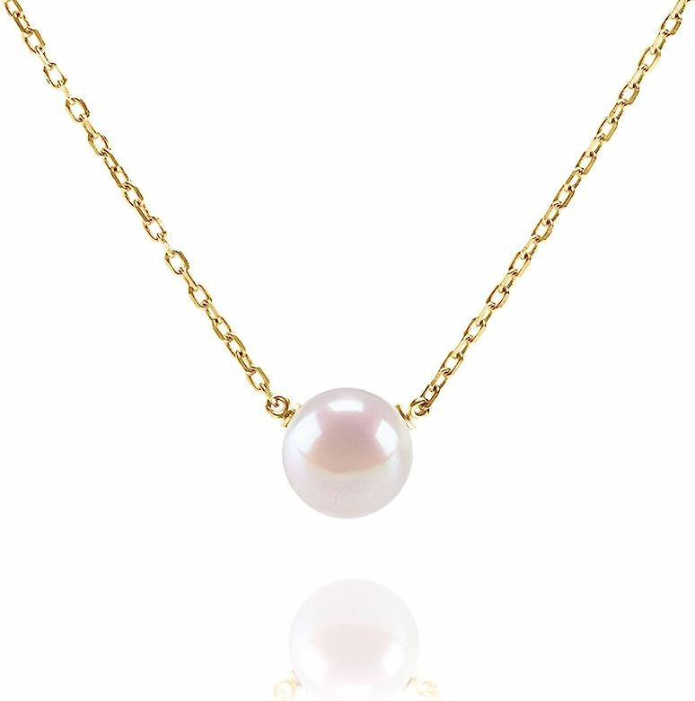 Amazon.com: PAVOI Handpicked AAA+ Freshwater Cultured Single Pearl Necklace Pendant | Yellow Gold Ne | Amazon (US)