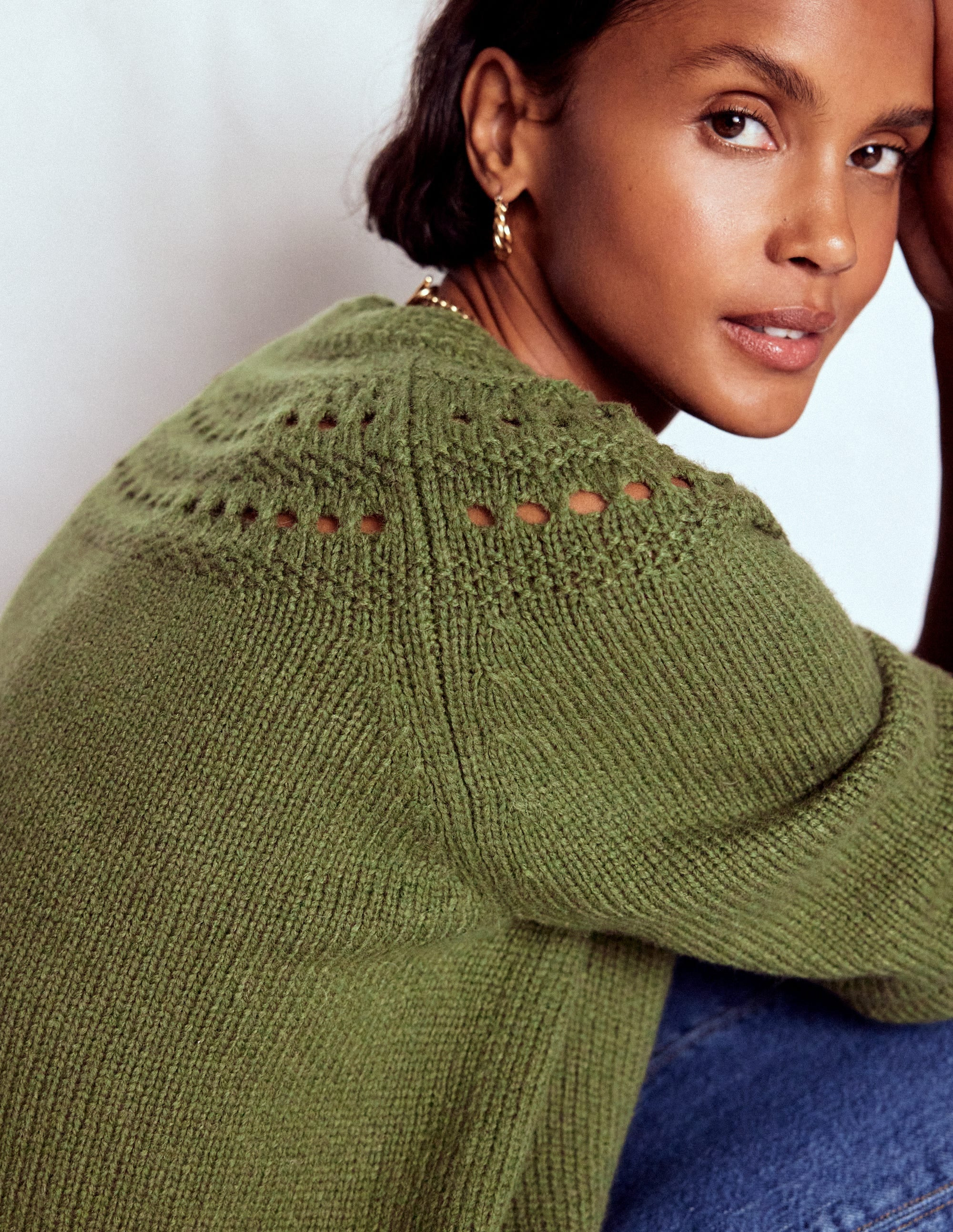 Fluffy Chunky Sweater-Woodland Green | Boden (US)