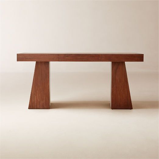 Ridge Modern Cerused Acacia Wood Desk with Drawer + Reviews | CB2 | CB2