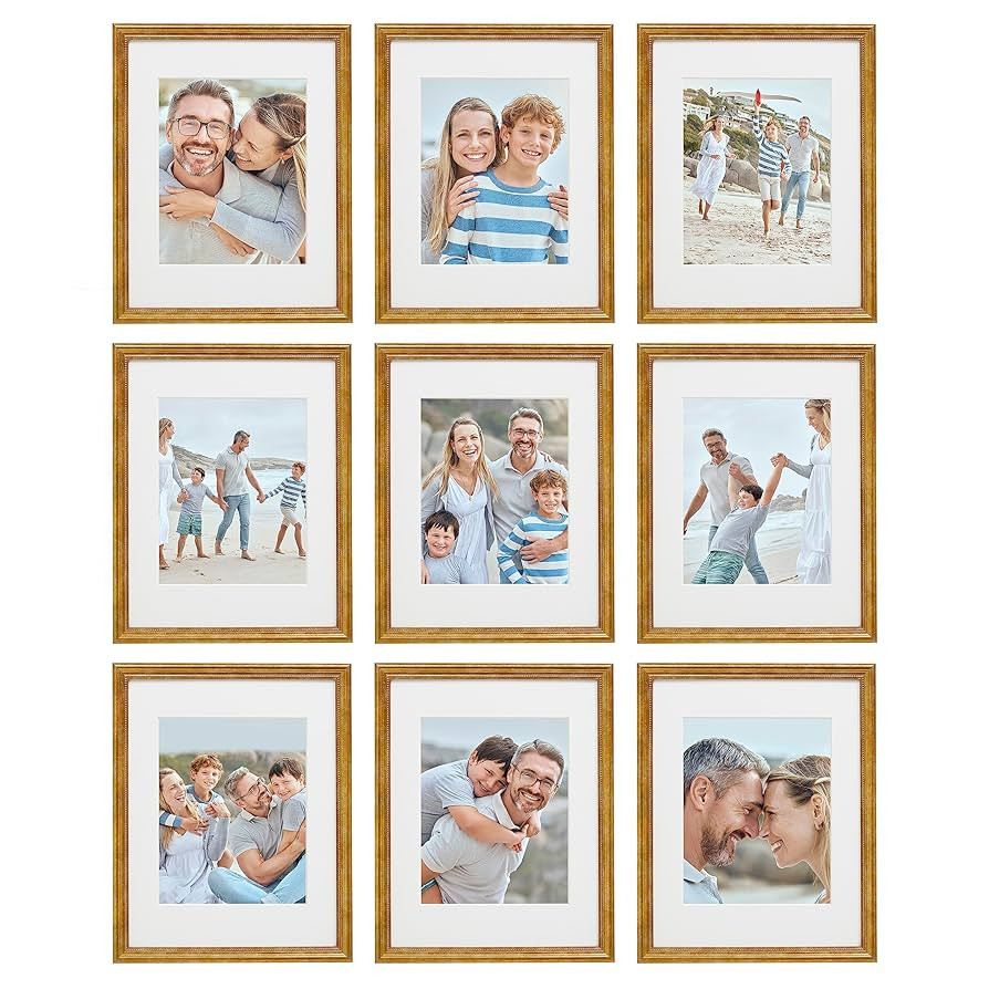 Sheffield Home 9 Piece Gallery Wall Frame Set, 11x14 Inch, Beaded Antique Bronze | Amazon (US)