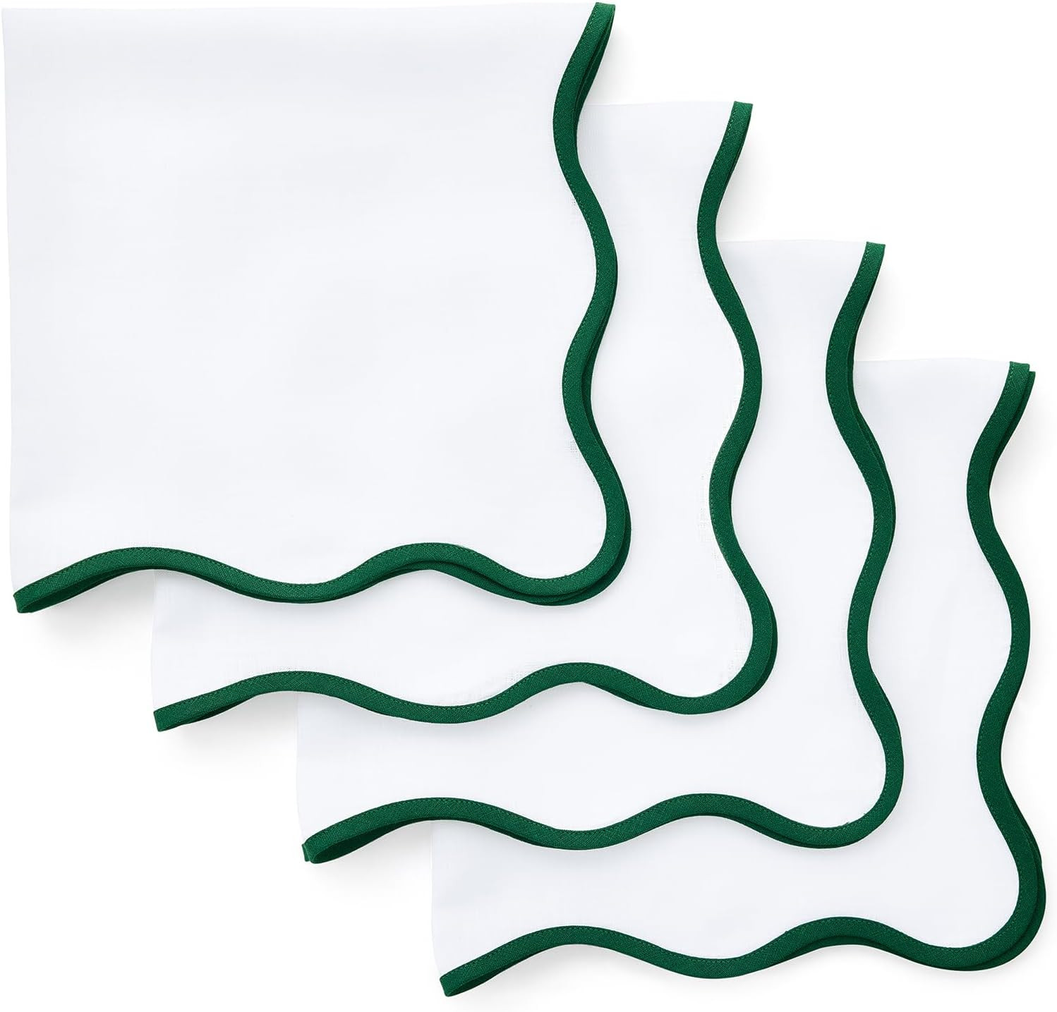 Solino Home 100% Pure Linen Napkins, 20 x 20 in, Green and White, Set of 4 | Amazon (US)