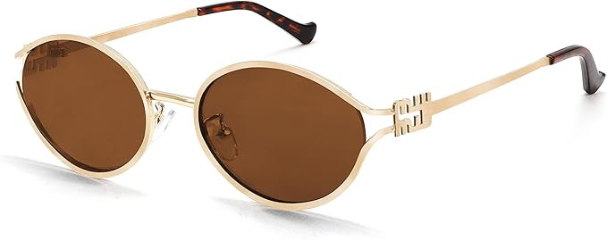 BOTEN Retro Oval Sunglasses for Women Men Small 90s Sun Glasses Trendy Gold Frame Round Shades Cu... | Amazon (US)