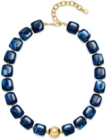 Summer Beach Jewelry Chunky Beaded Necklace for Women Trendy Statement Big Colorful Resin Bead Ch... | Amazon (US)