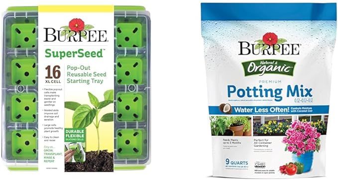 Burpee SuperSeed Seed Starting Tray | 16 XL Cell | Reusable & Dishwasher Safe &, 9 Quarts | Premi... | Amazon (US)