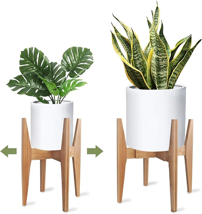 X-cosrack Adjustable Plant Stand Mid Century Wood Modern Flower Potted Holder Rack for Indoor Out... | Amazon (US)