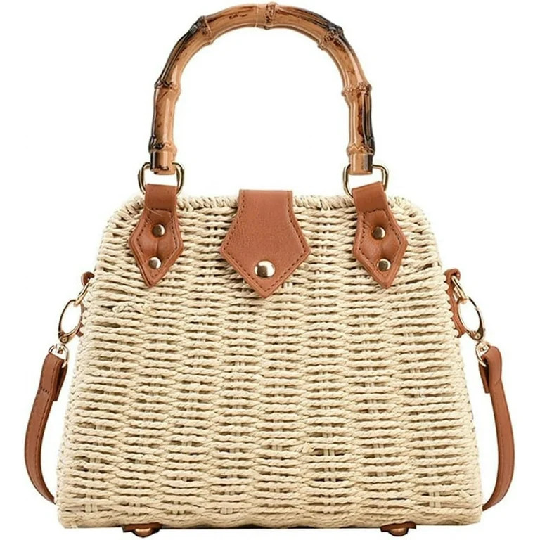 Summer Straw Bag for Women Beach Rattan Top-Handle Purse Straw Crossbody Clutch Bags Handwoven To... | Walmart (US)
