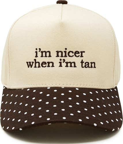 Two Tone Vintage Snapback Hat - I'm Nicer When I'm Tan - Polka Dots - Brown/Beige | Amazon (US)