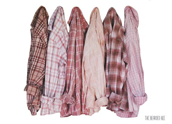 Sun Bleached Flannel Shirt Faded Colors Pink Peach Blush Gold Tan Rust | Etsy (CAD)