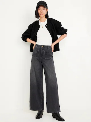 High-Waisted Baggy Wide-Leg Trouser Jeans | Old Navy (CA)