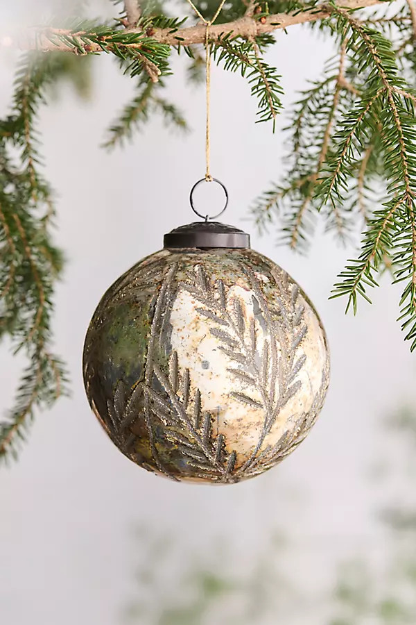 Aged Silver Fir Glass Globe Ornament | Terrain