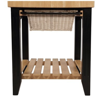 Powell Black Wood Base with Wood Butcher Block Top Kitchen Island (29.75-in x 36.25-in) | Lowe's