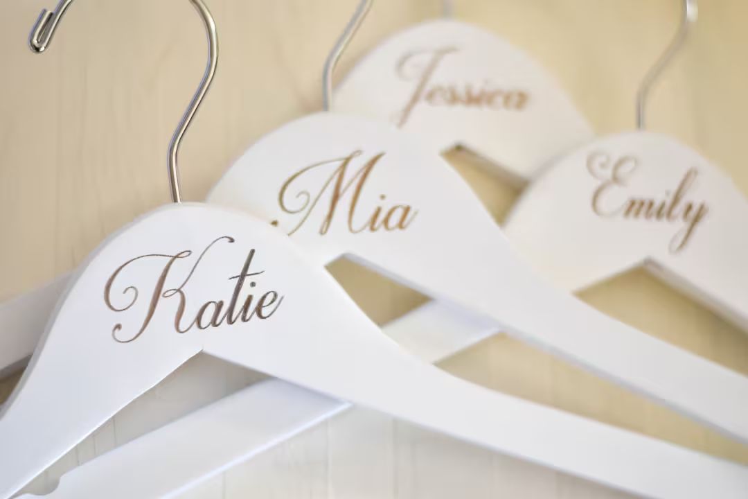 Engraved Wedding Hanger Bride Bridesmaid Dress Hangers Personalized Bridesmaid Gift - Etsy | Etsy (US)