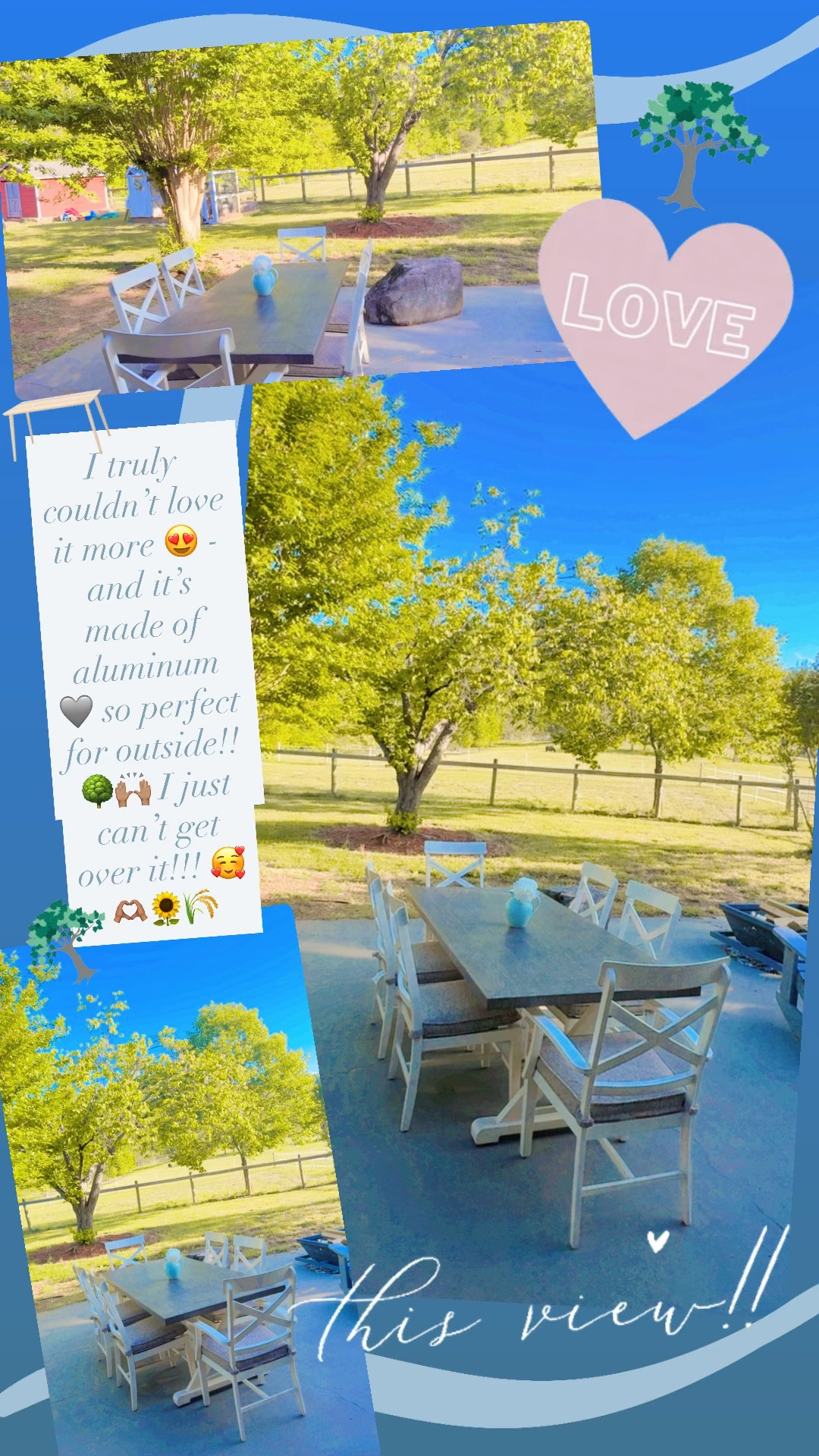 I just can’t get over how beautiful she is, y’all!! 🤭 And she even matches our chicken coop with the dark brown top and antique white chairs!! 🪑 And the horse 🐴 in the pasture 🌳  view 🌾 is just the cherry 🍒 on top!!!
#myfavoritefbmarketplacefindyet 

#LTKHome