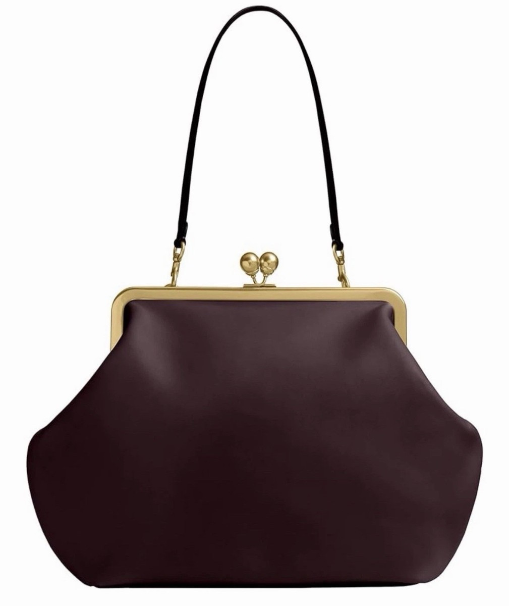 COACH LARGE KISSLOCK FRAME BAG LEATHER IN BROWN CURRANT CBR51 - NWT IN PACKAGING | eBay US