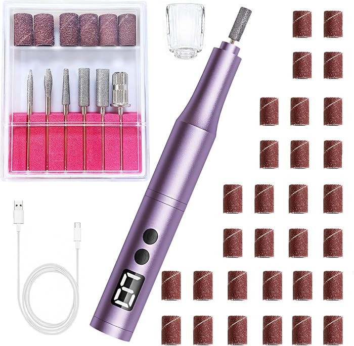 Professional Cordless Nail Drill Kit for Gel & Acrylic Nails, Electric Nail File with 5 Metal Bit... | Amazon (US)