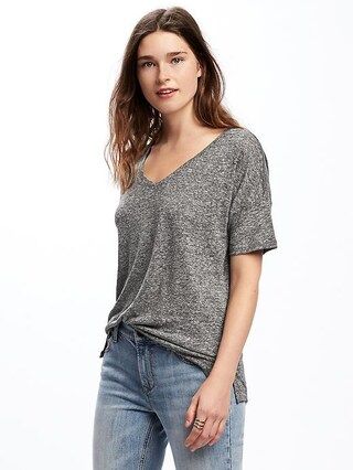 Old Navy Linen Blend Boyfriend Tee For Women Size L Tall - Dark charcoal gray | Old Navy US