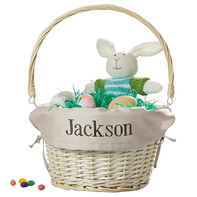 Personalization Universe Personalized Willow Easter Basket with Folding Handle- Natural | Amazon (US)