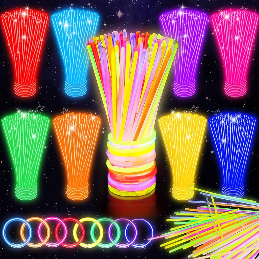 SHQDD 100 Glow Sticks Bulk Party Pack, 8\u201d Neon Glow Sticks, DIY Glowsticks with Connectors B... | Amazon (US)