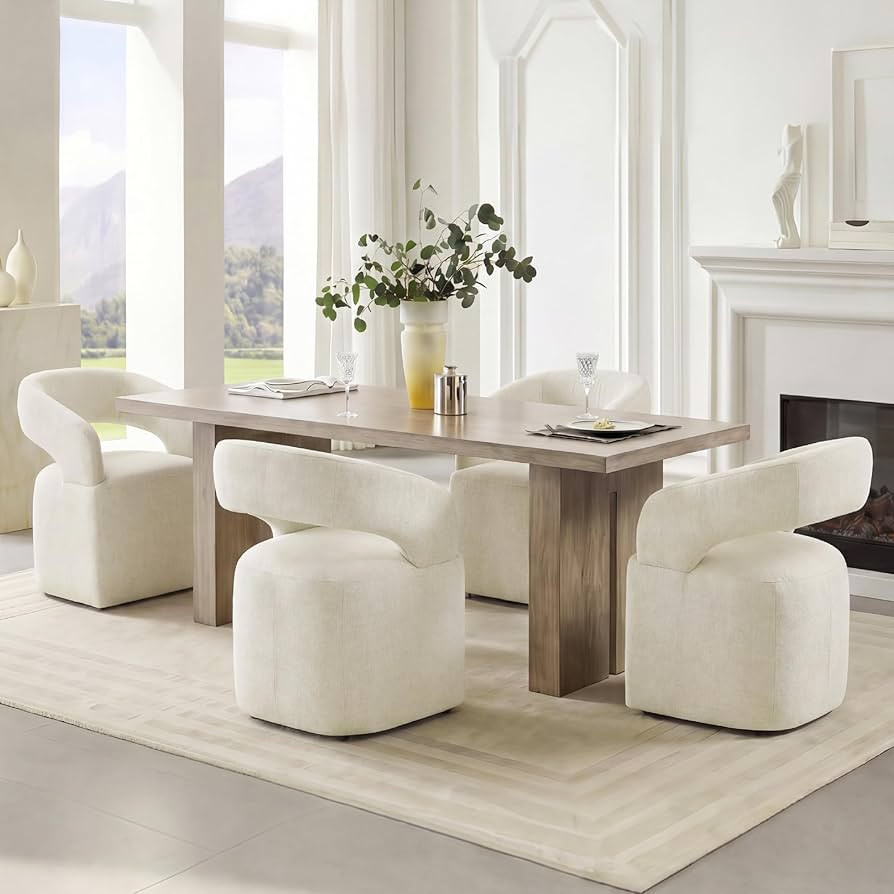 KISLOT Upholstered Dining Chairs Set of 4, Modern Arm Kitchen & Dining Room Chairs with Hidden Ca... | Amazon (US)