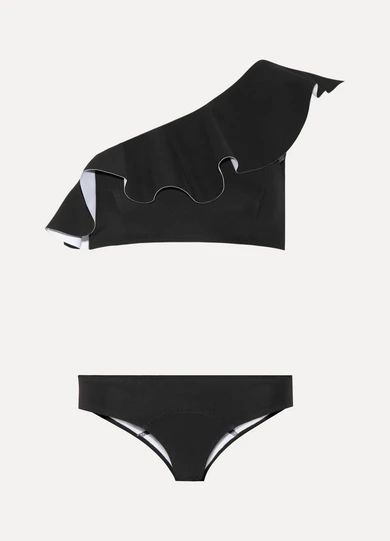 Lisa Marie Fernandez - Arden One-shoulder Bonded Bikini - Black | NET-A-PORTER (US)