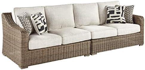 Signature Design by Ashley Beachcroft Outdoor Left & Right Arm Facing Wicker Patio Loveseats, Bro... | Amazon (US)