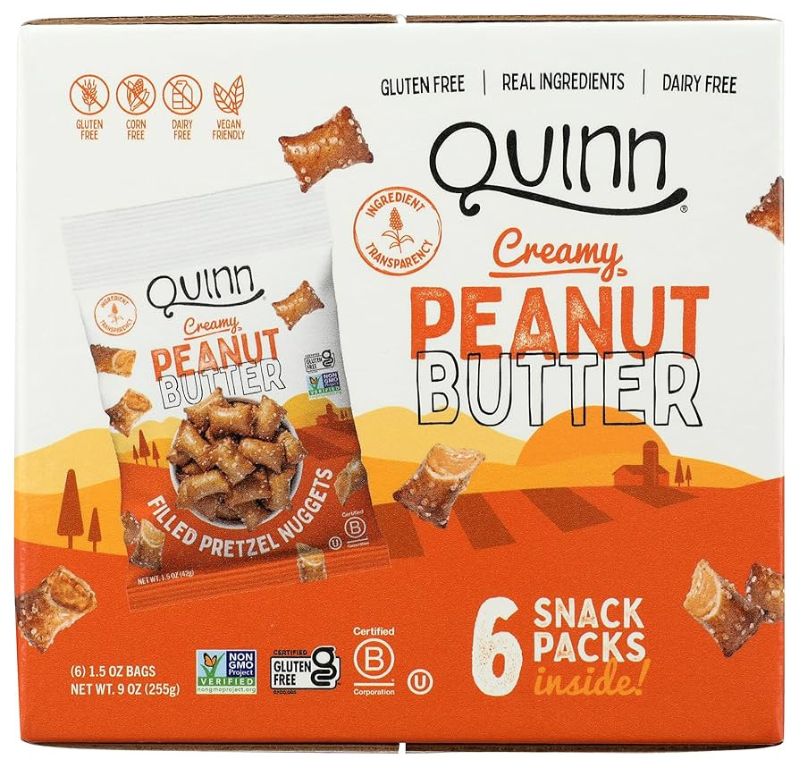 QUINN Peanut Butter Filled Pretzel Nuggets Snack Pack, 1.5 OZ | Amazon (US)